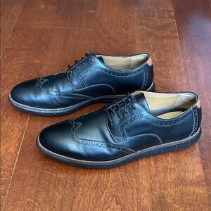 Johnston & Murphy Black Sheepskin Leather Oxfords, Size 12